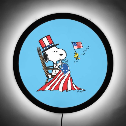 Snoopy Sewing 4th of July Flag LED Sign