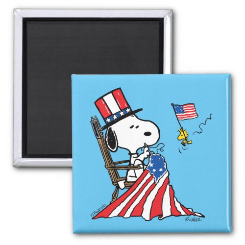 Snoopy Sewing 4th of July Flag Magnet
