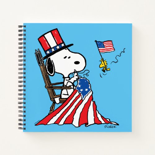 Snoopy Sewing 4th of July Flag Notebook