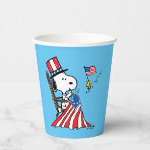 Snoopy Sewing 4th of July Flag Paper Cups