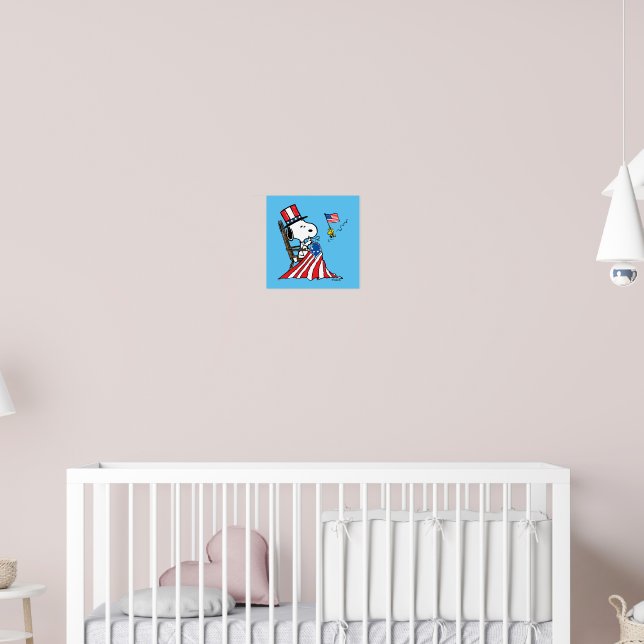 Snoopy Sewing 4th of July Flag Poster | Zazzle