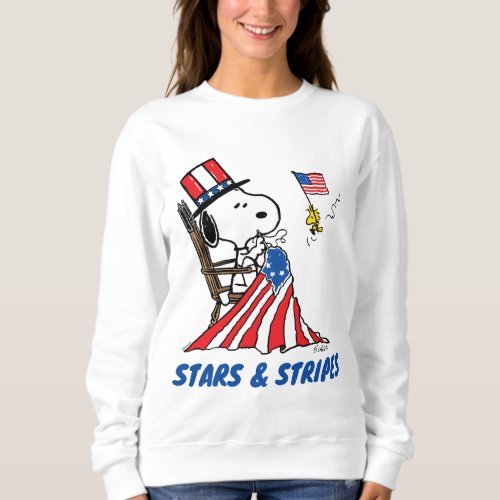 Snoopy Sewing 4th of July Flag Sweatshirt