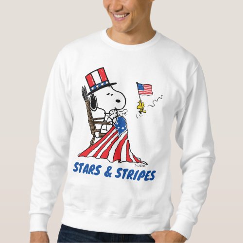 Snoopy Sewing 4th of July Flag Sweatshirt