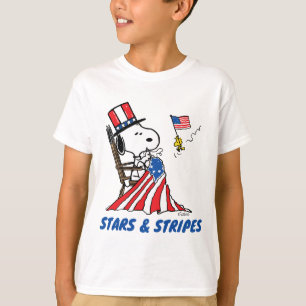 Snoopy Sewing 4th of July Flag T-Shirt