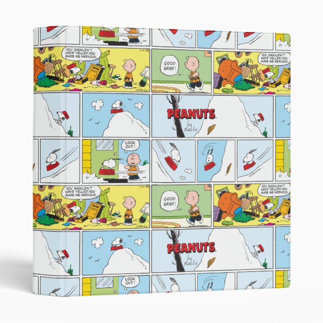 Snoopy Sled Riding Food Dish 3 Ring Binder (Front/Spine)