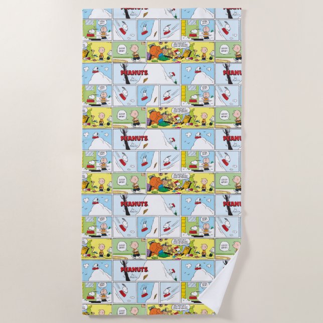 Snoopy Sled Riding Food Dish Beach Towel (Front)
