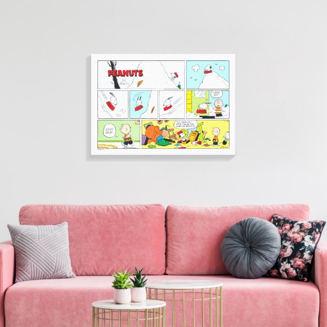 Snoopy Sled Riding Food Dish Canvas Print (Insitu(LivingRoom))