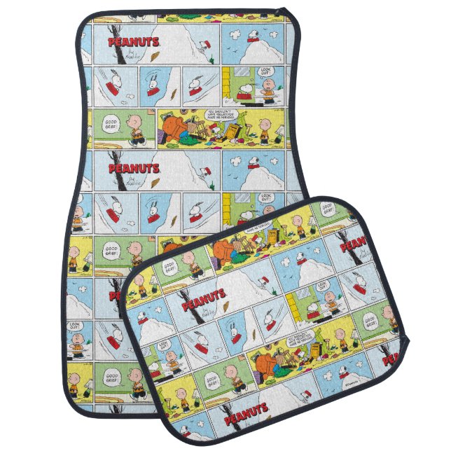 Snoopy Sled Riding Food Dish Car Floor Mat (Set)