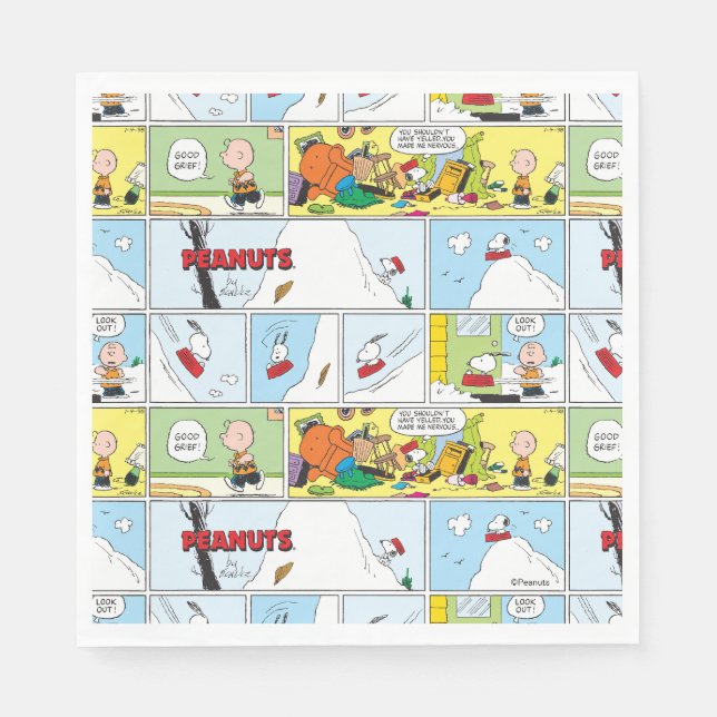 Snoopy Sled Riding Food Dish Napkins (Front)