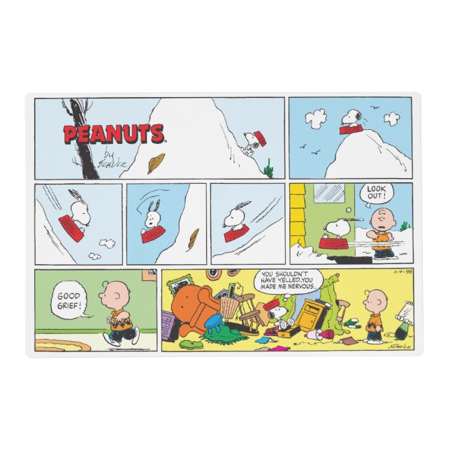 Snoopy Sled Riding Food Dish Placemat (Front)