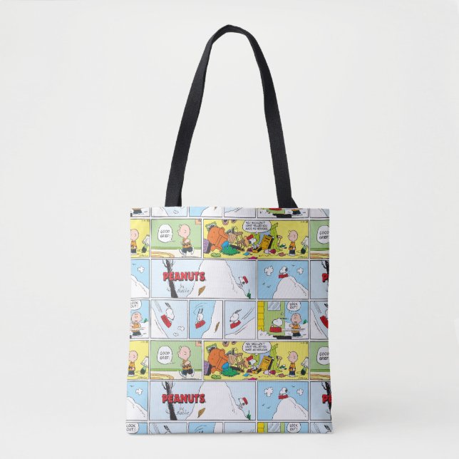 Snoopy Sled Riding Food Dish Tote Bag (Front)
