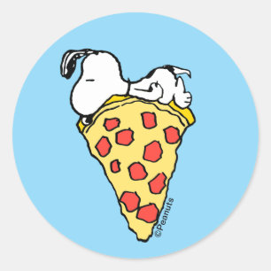 Snoopy Sleepy Pizza Slice Classic Round Sticker