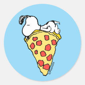 Snoopy | Sleepy Pizza Slice Classic Round Sticker