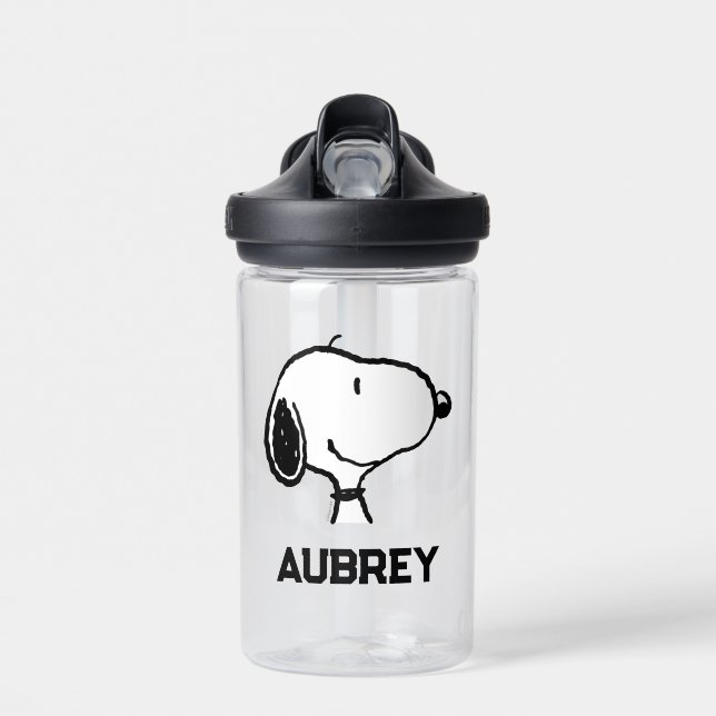 Snoopy Smile Giggle Laugh | Add Your Name Water Bottle (Front)