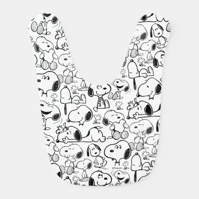 Snoopy Smile Giggle Laugh Pattern Baby Bib (Front)