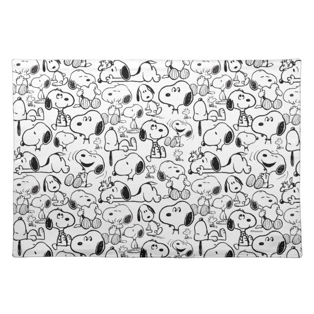 Snoopy Smile Giggle Laugh Pattern Cloth Placemat (Front)