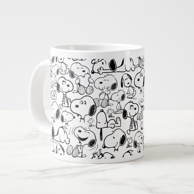 Snoopy Smile Giggle Laugh Pattern Giant Coffee Mug (Front Left)