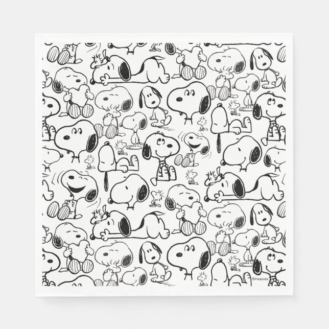 Snoopy Smile Giggle Laugh Pattern Napkins (Front)