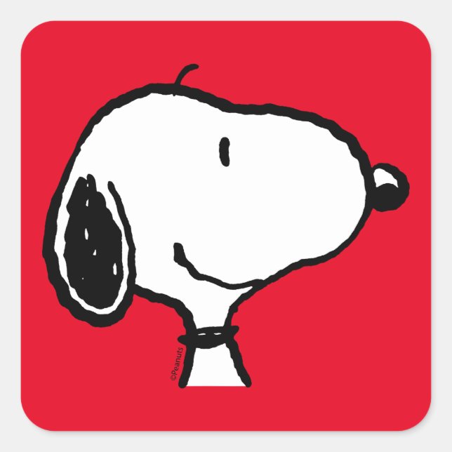 Snoopy Smile Giggle Laugh Square Sticker (Front)