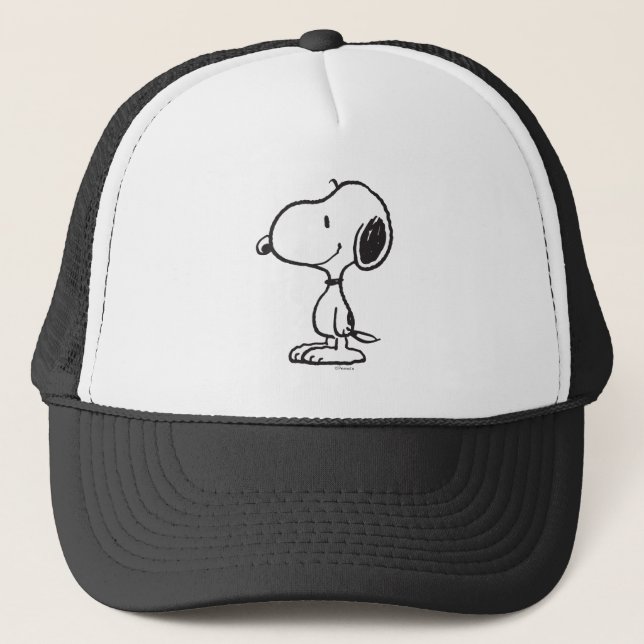 Snoopy Smile Giggle Laugh Trucker Hat (Front)