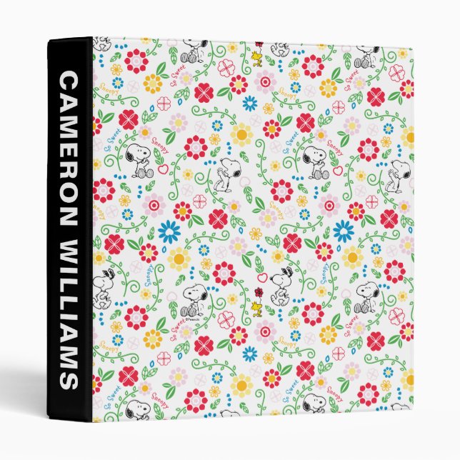 Snoopy So Sweet Flower Pattern 3 Ring Binder (Front/Spine)