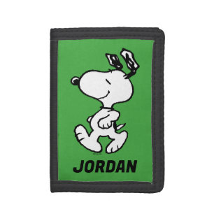 Snoopy So Sweet Flower Pattern Add Your Name Trifold Wallet