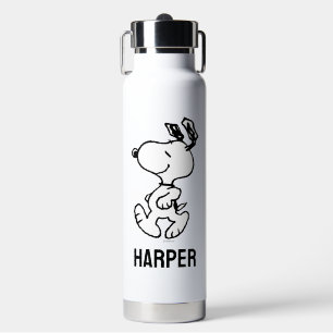Snoopy So Sweet Flower Pattern Add Your Name Water Bottle
