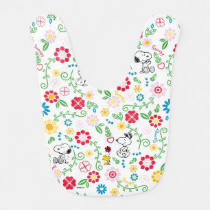 Snoopy So Sweet Flower Pattern Baby Bib