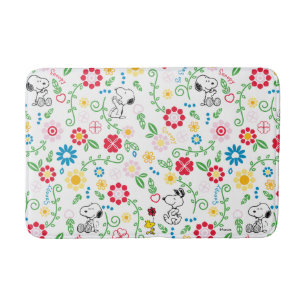 Snoopy So Sweet Flower Pattern Bath Mat