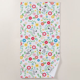 Snoopy So Sweet Flower Pattern Beach Towel