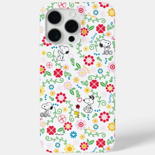 Snoopy So Sweet Flower Pattern iPhone 15 Pro Max Case