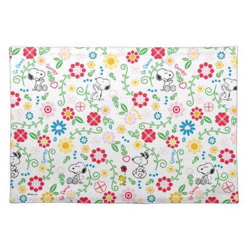 Snoopy So Sweet Flower Pattern Cloth Placemat