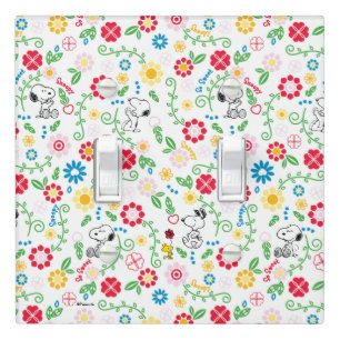 Snoopy So Sweet Flower Pattern Light Switch Cover