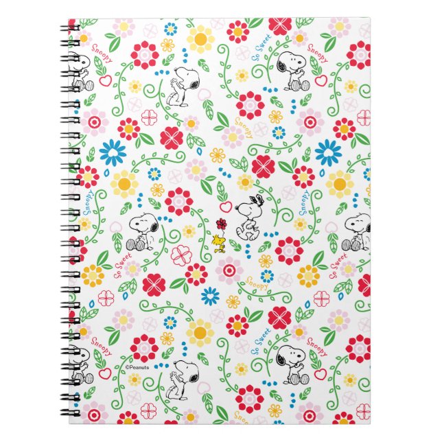 Snoopy So Sweet Flower Pattern Notebook (Front)