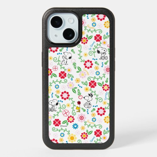 Snoopy So Sweet Flower Pattern iPhone 15 Case