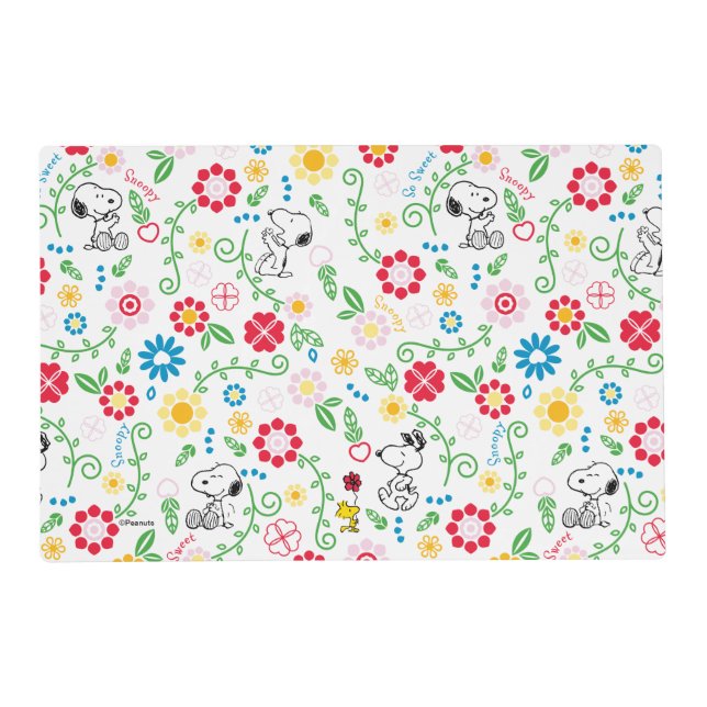Snoopy So Sweet Flower Pattern Placemat (Front)