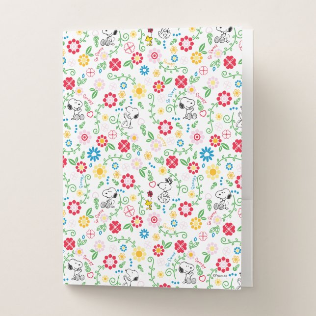 Snoopy So Sweet Flower Pattern Pocket Folder (Front)