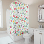 Snoopy So Sweet Flower Pattern Shower Curtain