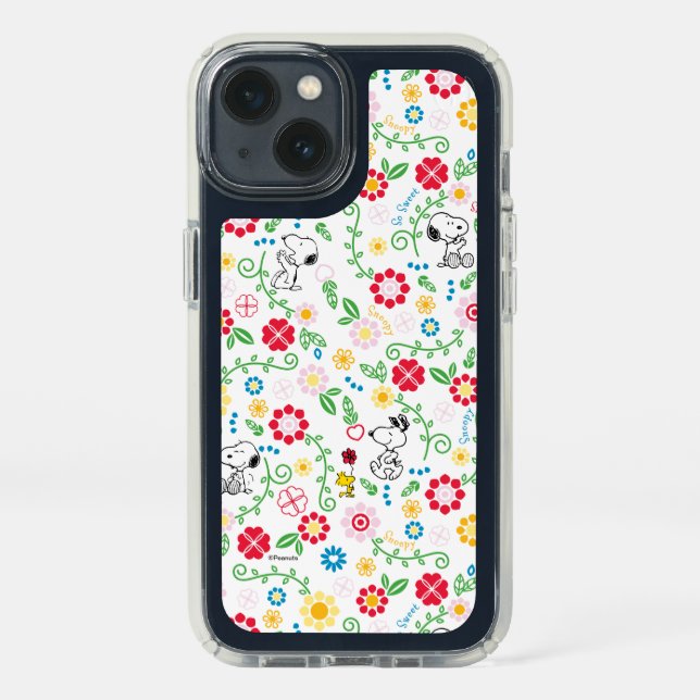 Snoopy So Sweet Flower Pattern Speck iPhone 13 Case (Front)