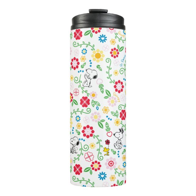 Snoopy So Sweet Flower Pattern Thermal Tumbler (Front)