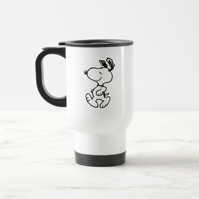 Snoopy So Sweet Flower Pattern Travel Mug (Left)