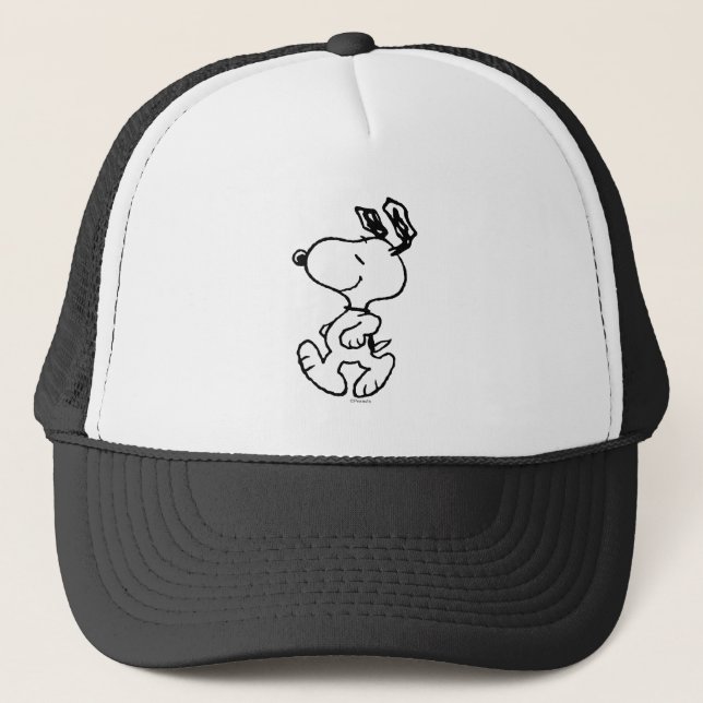 Snoopy So Sweet Flower Pattern Trucker Hat (Front)