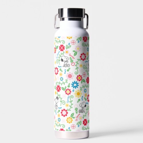 Snoopy So Sweet Flower Pattern Water Bottle