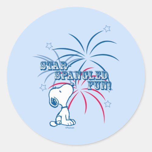 Snoopy Star Spangled Fun Classic Round Sticker