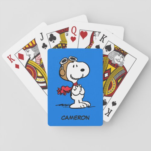 Snoopy The Flying Ace  Add Your Name Playing Cards