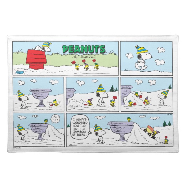 Snoopy & The Zamboni Crew Cloth Placemat (Front)