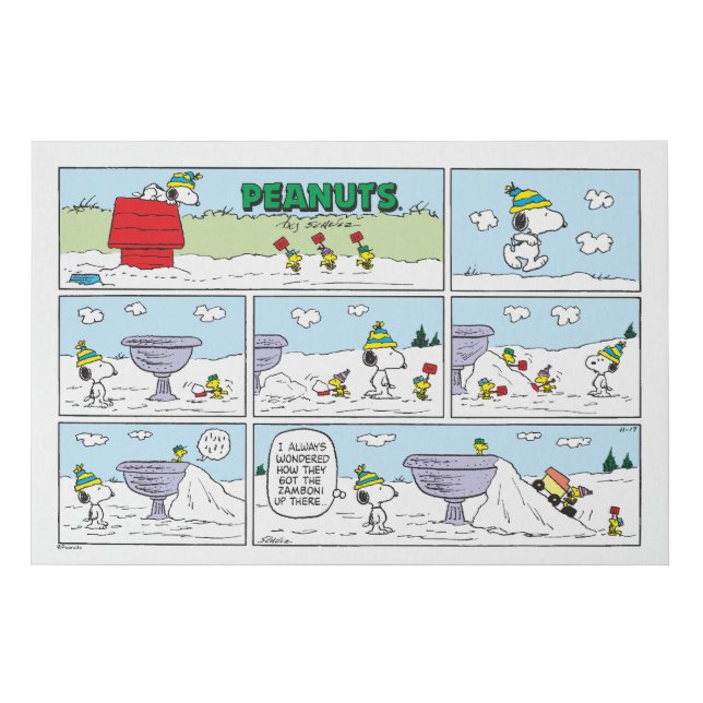 Snoopy & The Zamboni Crew Faux Canvas Print (Front)