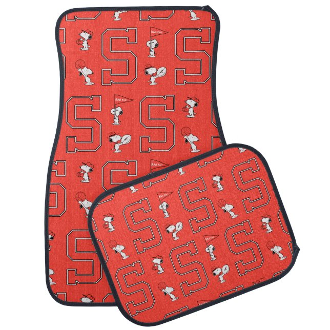 Snoopy Varsity Sports Pattern Car Floor Mat (Set)