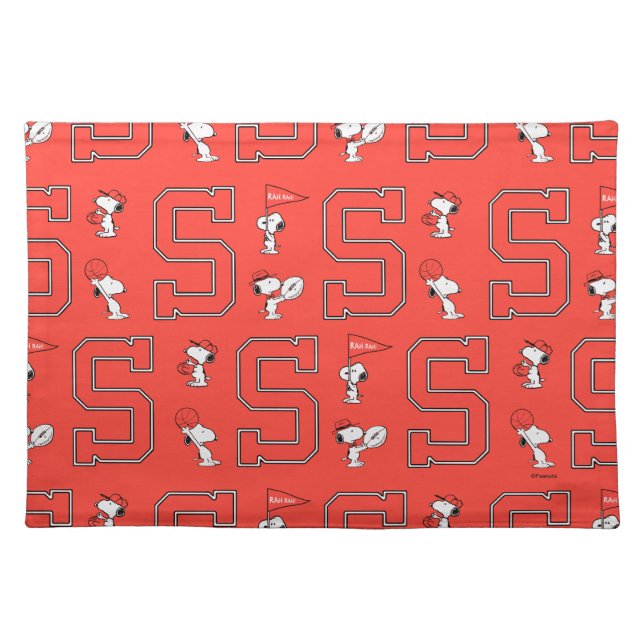 Snoopy Varsity Sports Pattern Cloth Placemat (Front)