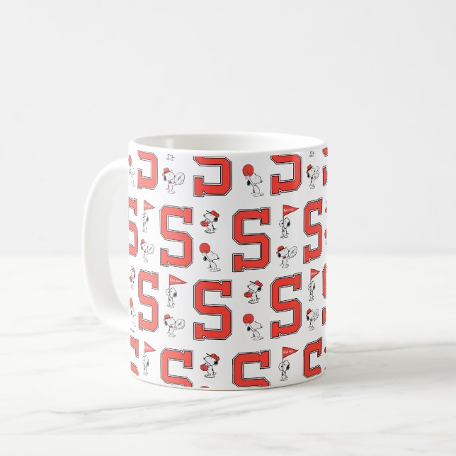 Snoopy Varsity Sports Pattern Coffee Mug (Front Left)